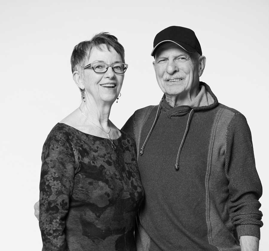 Black and white portrait of a senior couple