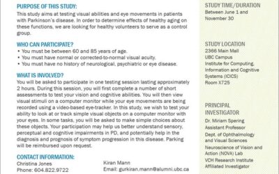 Visual and Ocular Motor Dysfunction in PD study seeks participants