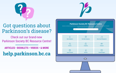 Resource Centre News Item Two people at a booth for Parkinson Society BC